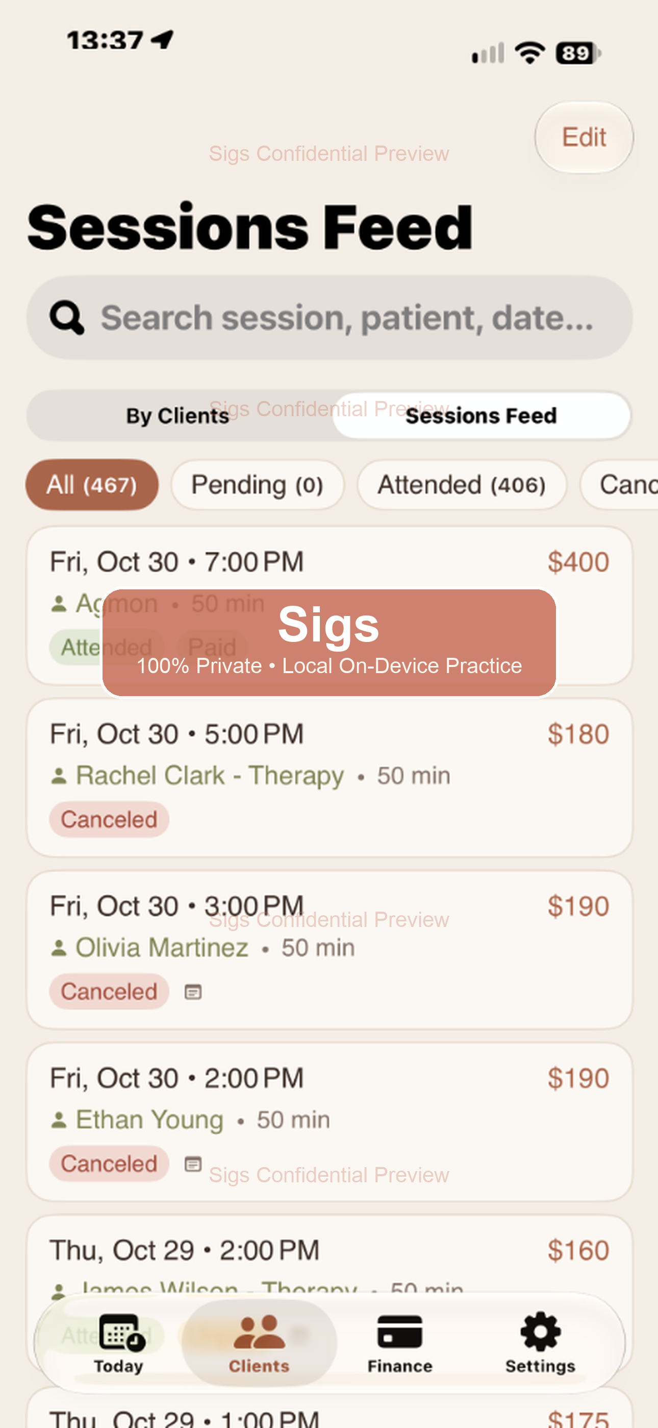 Sessions Feed & Attendance