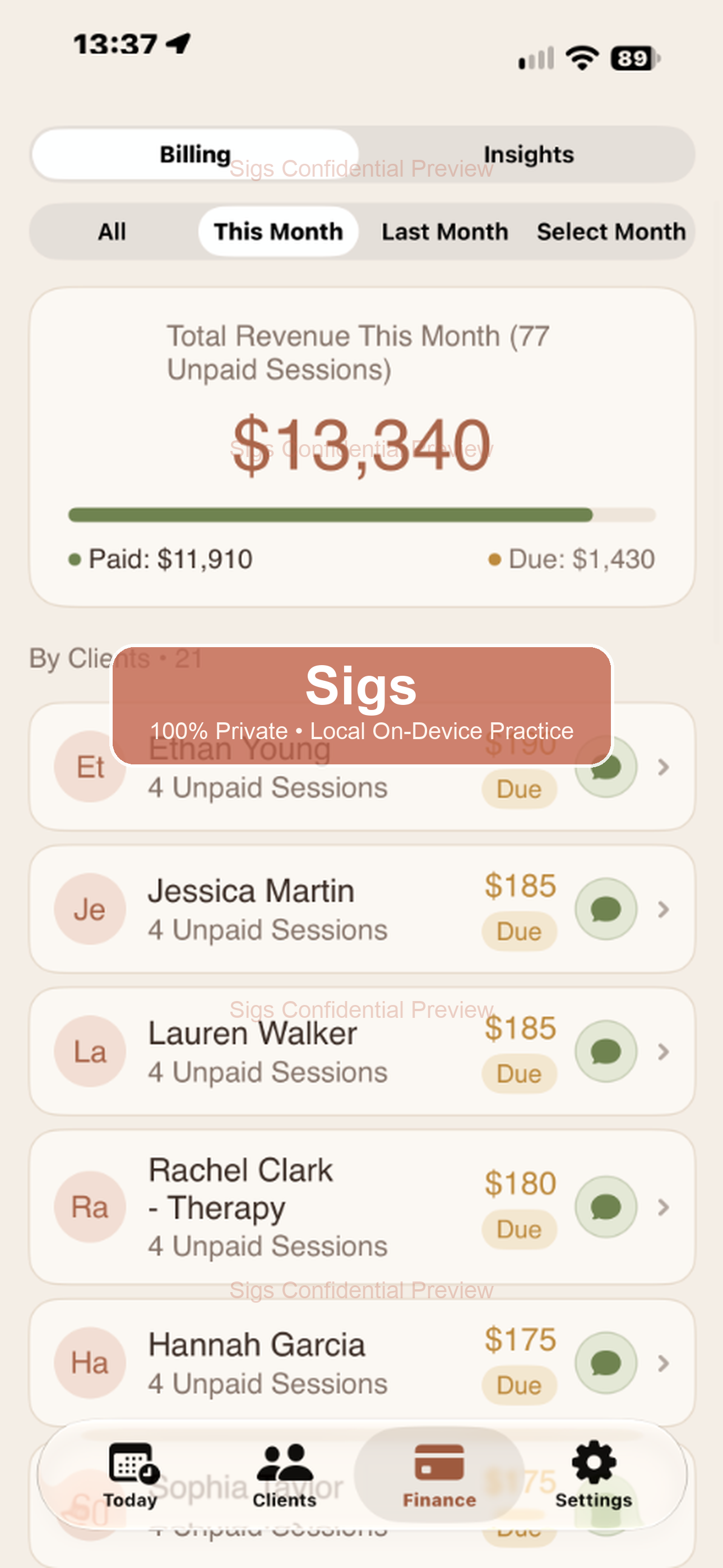 Monthly Billing & Unpaid Balances